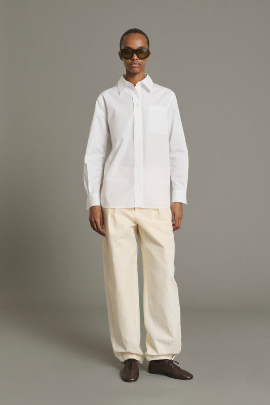 Hemd Saphir – Weiß Bio-Popeline Oversize Damen – Soeur