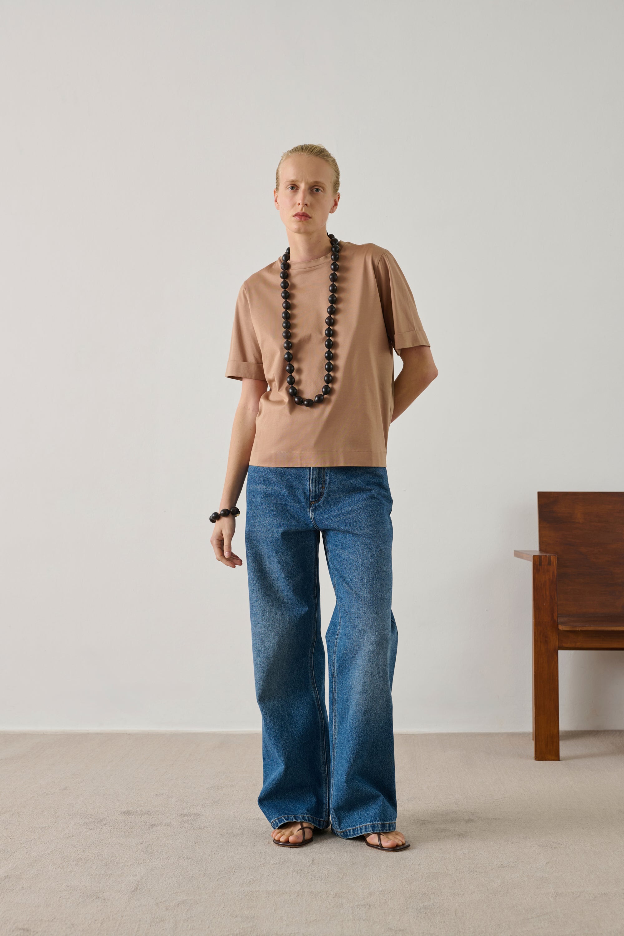 Ama T-Shirt - Sand Mercerised Cotton Women's - Soeur