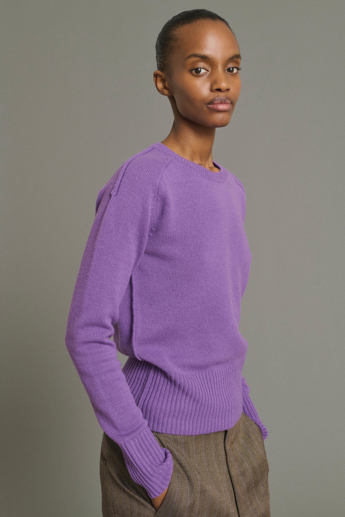 Pullover Jamie - Purple - Merino Wool - Women vue 3