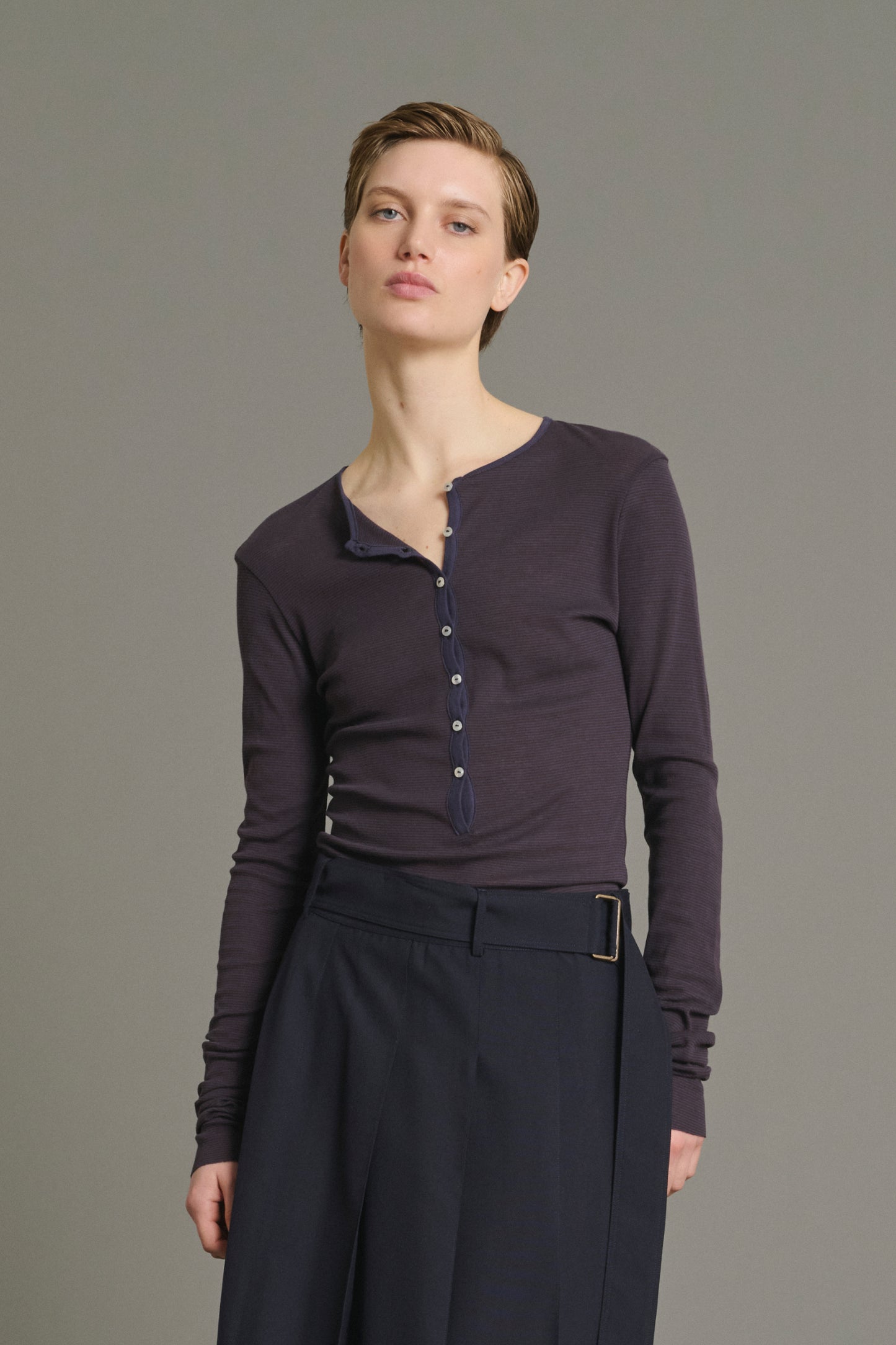 T-Shirt Isabella – Rotbraun/Dunkelviolett – Baumwolle – Damen