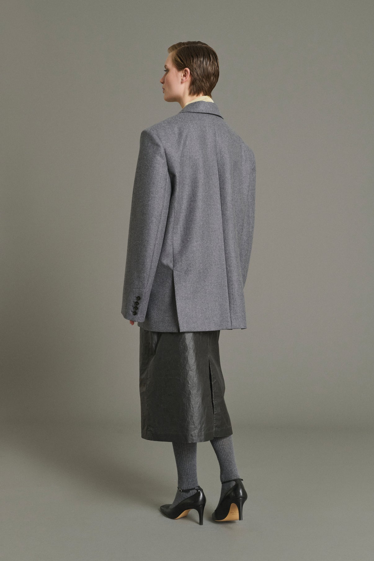 Helga jacket - Marl Grey - Wool - Women vue 3
