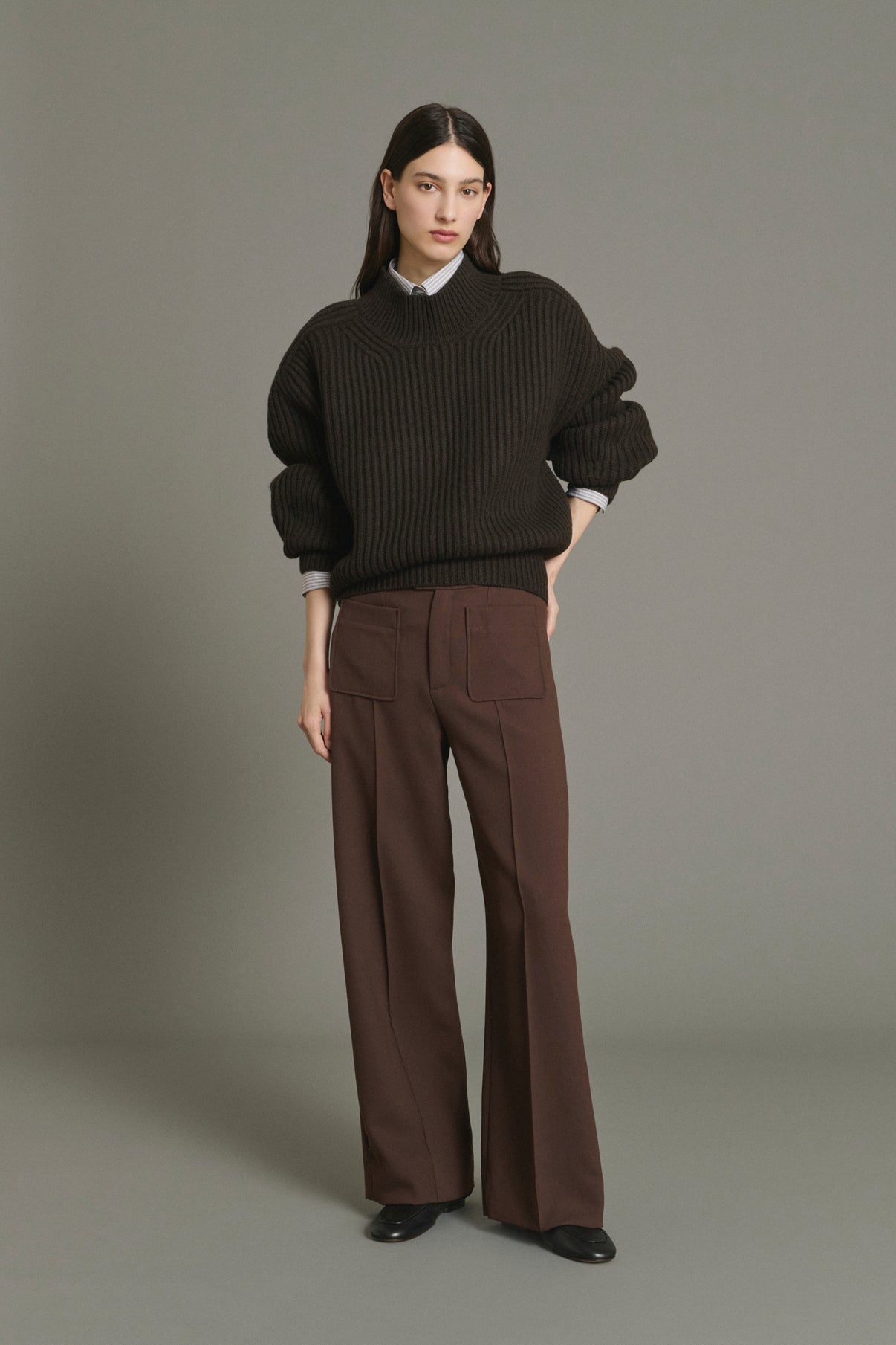 Pull Flamand - Chocolat - Laine Mérinos - Femme vue 1