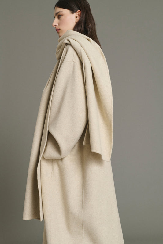 Mantel Finn - Ecru/Grau - Wolle - Damen