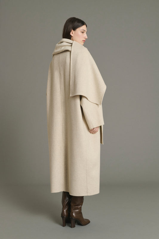 Mantel Finn - Ecru/Grau - Wolle - Damen