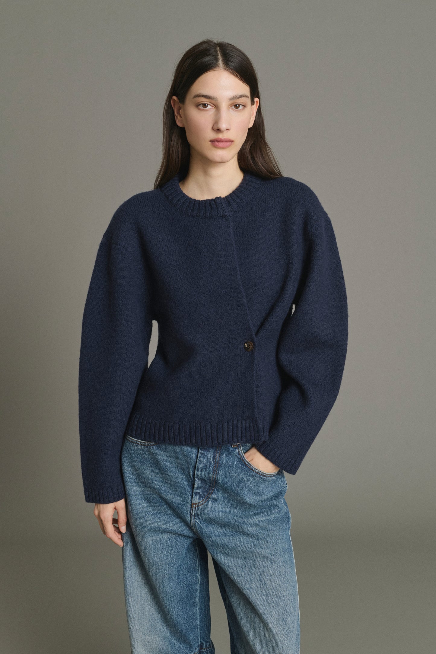 Cardigan Galileo - Navy - Merinowolle - Damen