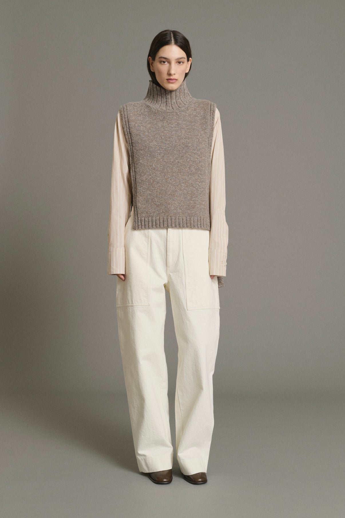 Pullover Or – Beige/Grau – Wolle – Damen vue 1