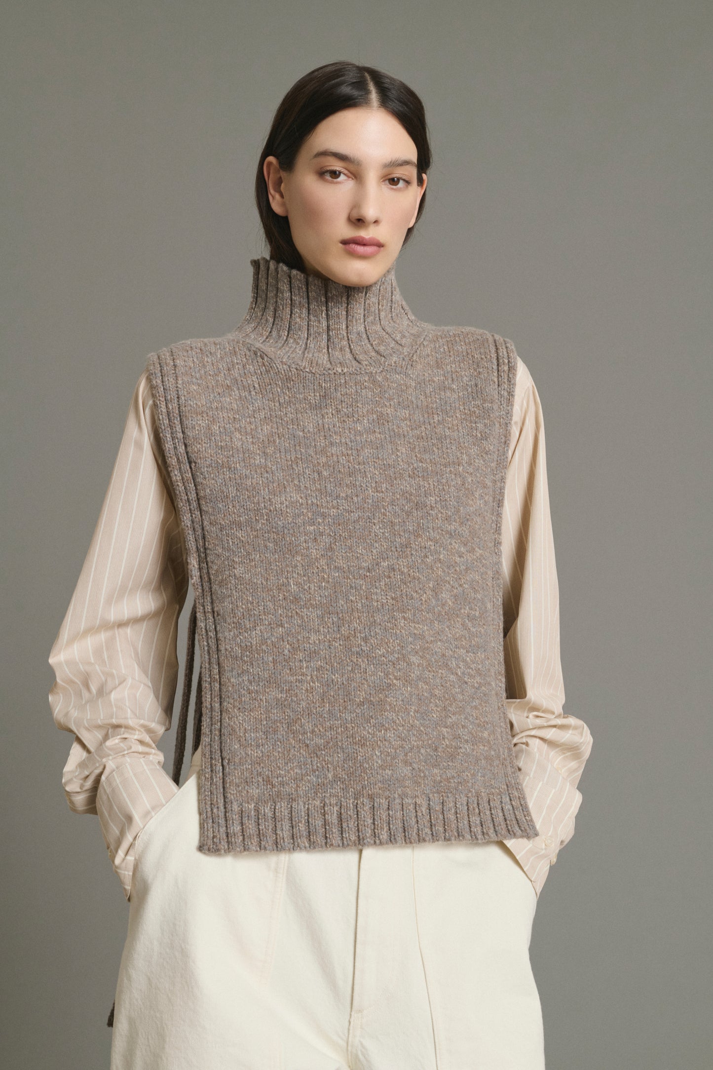Pullover Or – Beige/Grau – Wolle – Damen
