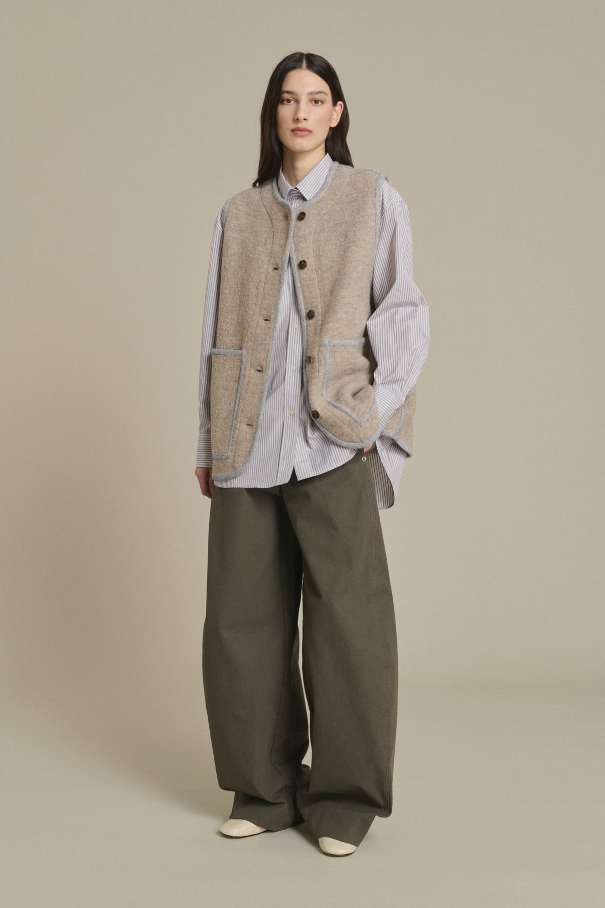 Veste Chicago - Beige/Gris - Laine - Femme vue 1