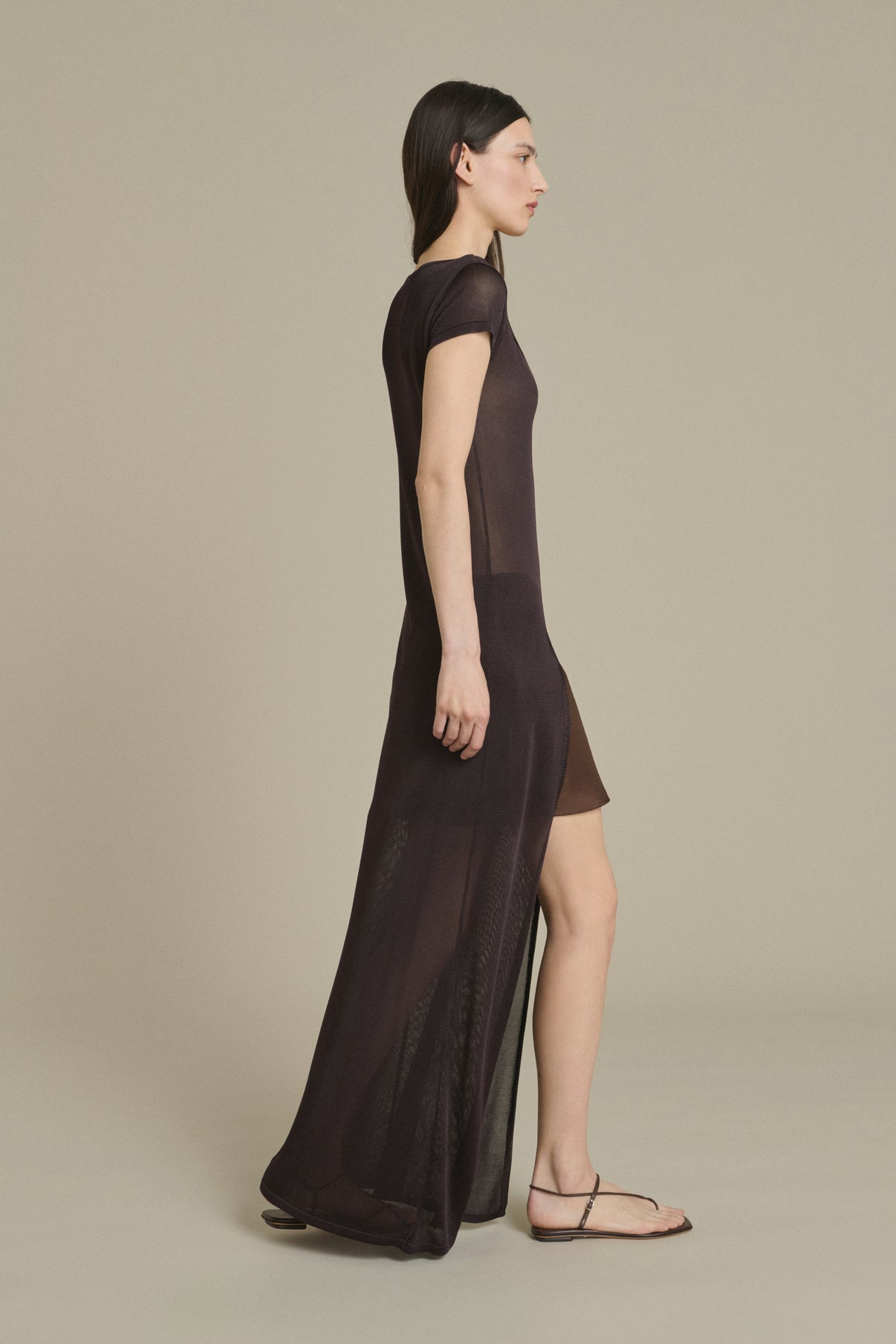 Kleid Ornella lang Mokka mit Schlitz Soeur & TL180 - Soeur vue 3