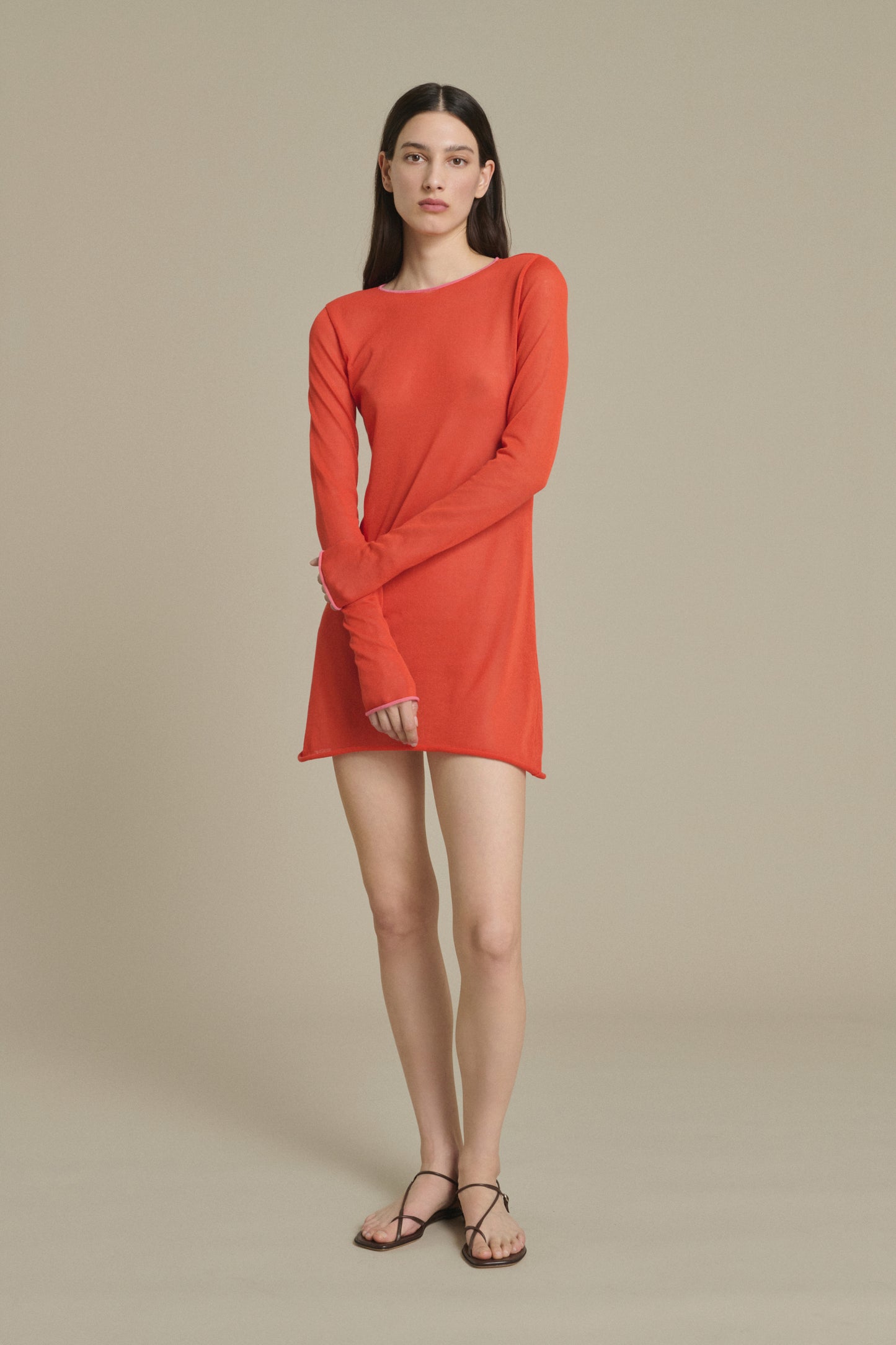 Kleid Irene mini orangerot aus Strickware Soeur & TL180 - Soeur