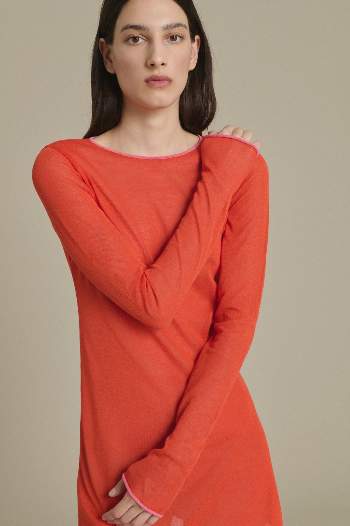 Kleid Irene mini orangerot aus Strickware Soeur & TL180 - Soeur vue 2