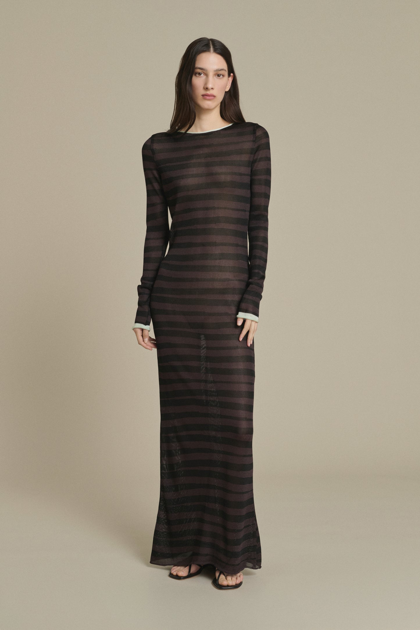 Kleid Momo lang gestreift Schokolade und Schwarz Soeur & TL180 - Soeur