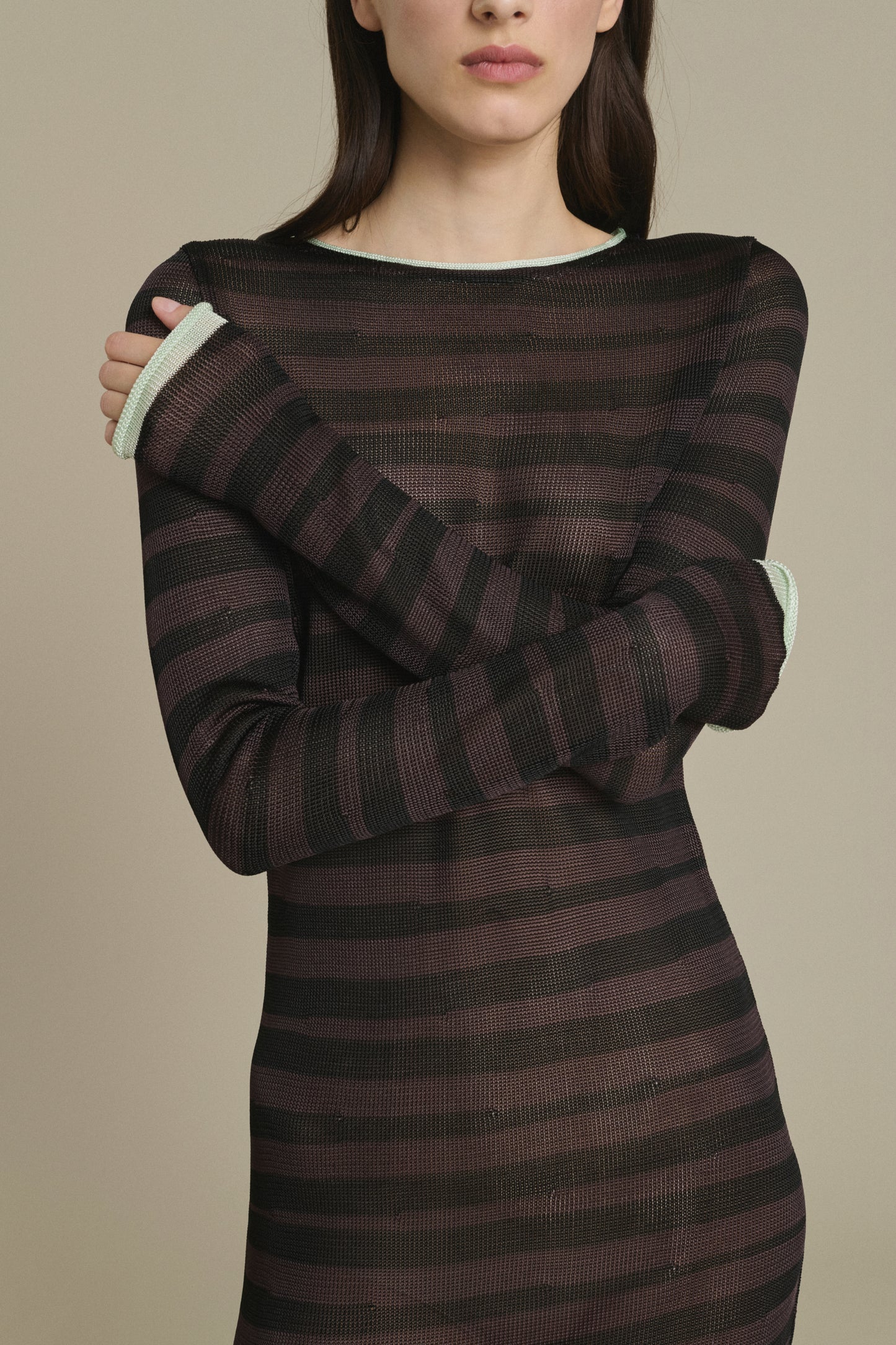 Kleid Momo lang gestreift Schokolade und Schwarz Soeur & TL180 - Soeur