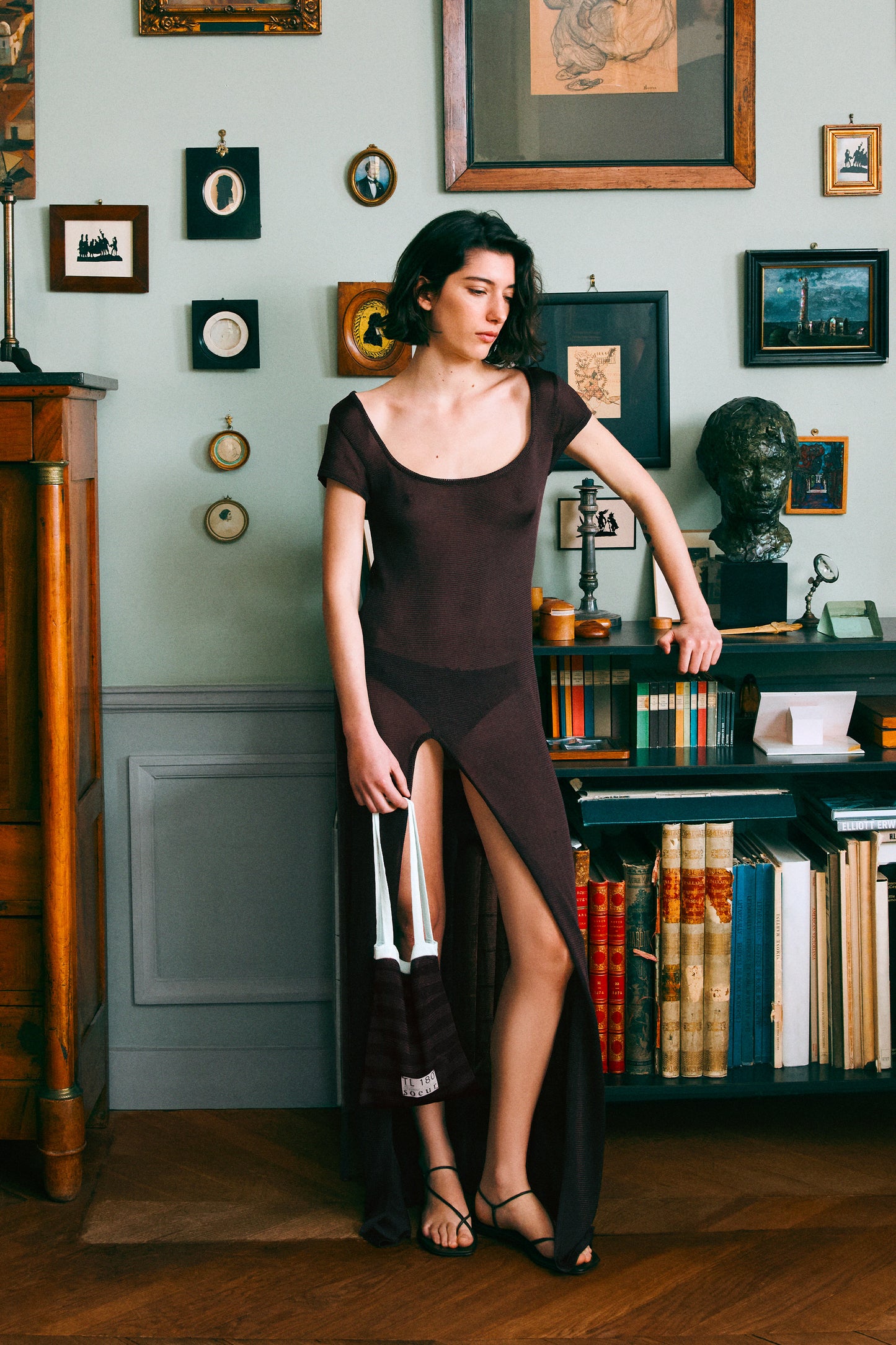 Kleid Ornella lang Mokka mit Schlitz Soeur & TL180 - Soeur