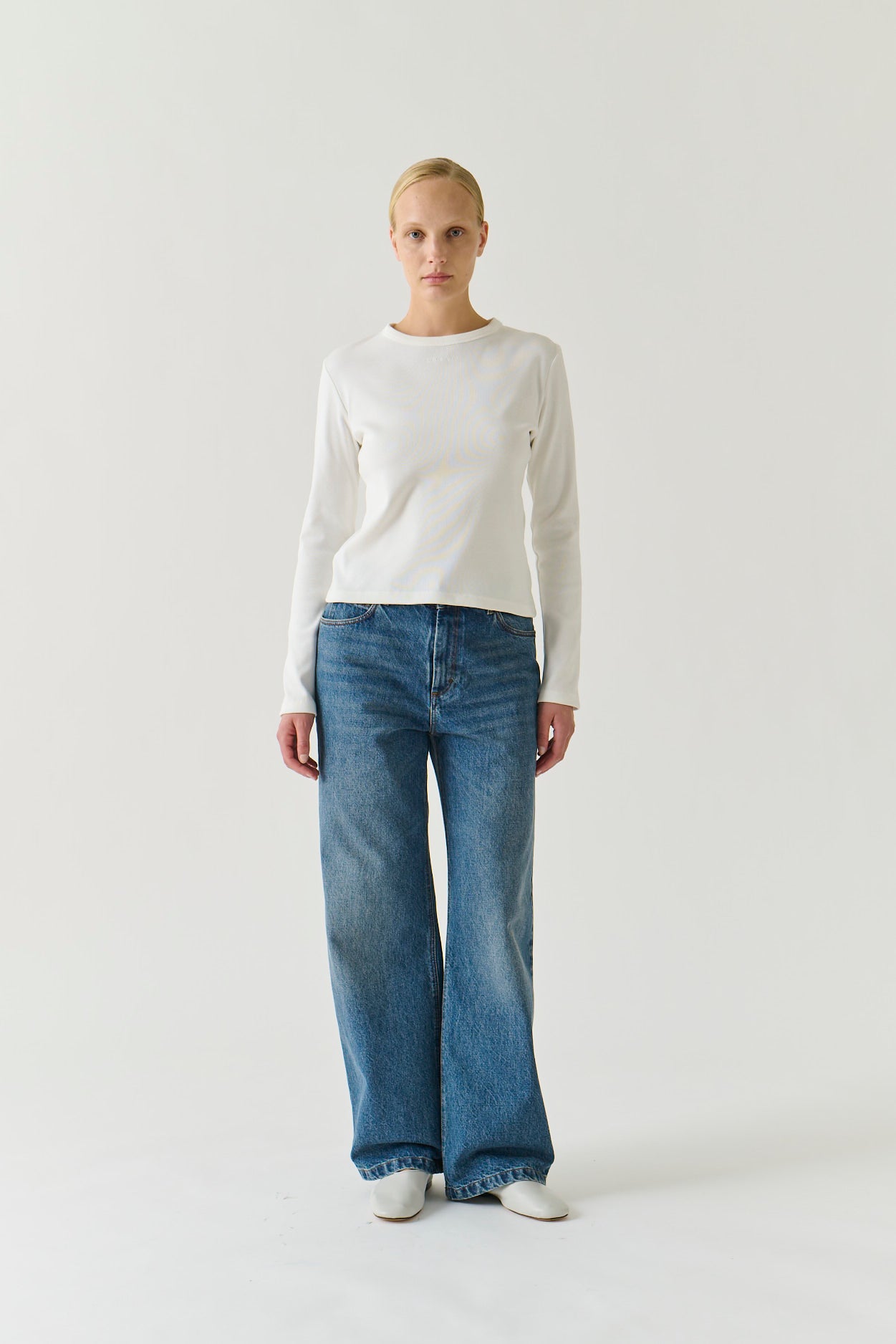 T-Shirt Flavie – Weiß Bio-Baumwolle Langarm – Soeur