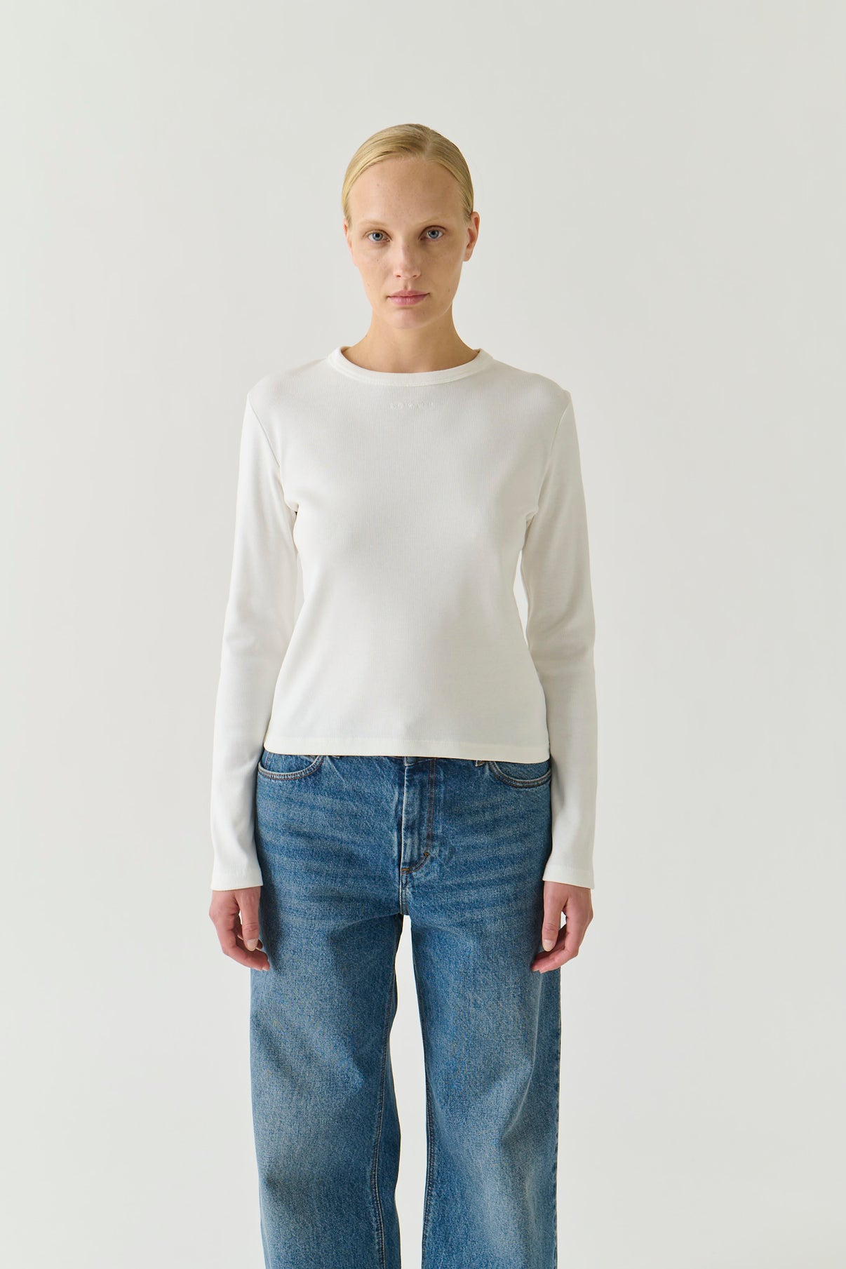 T-Shirt Flavie – Weiß Bio-Baumwolle Langarm – Soeur vue 2