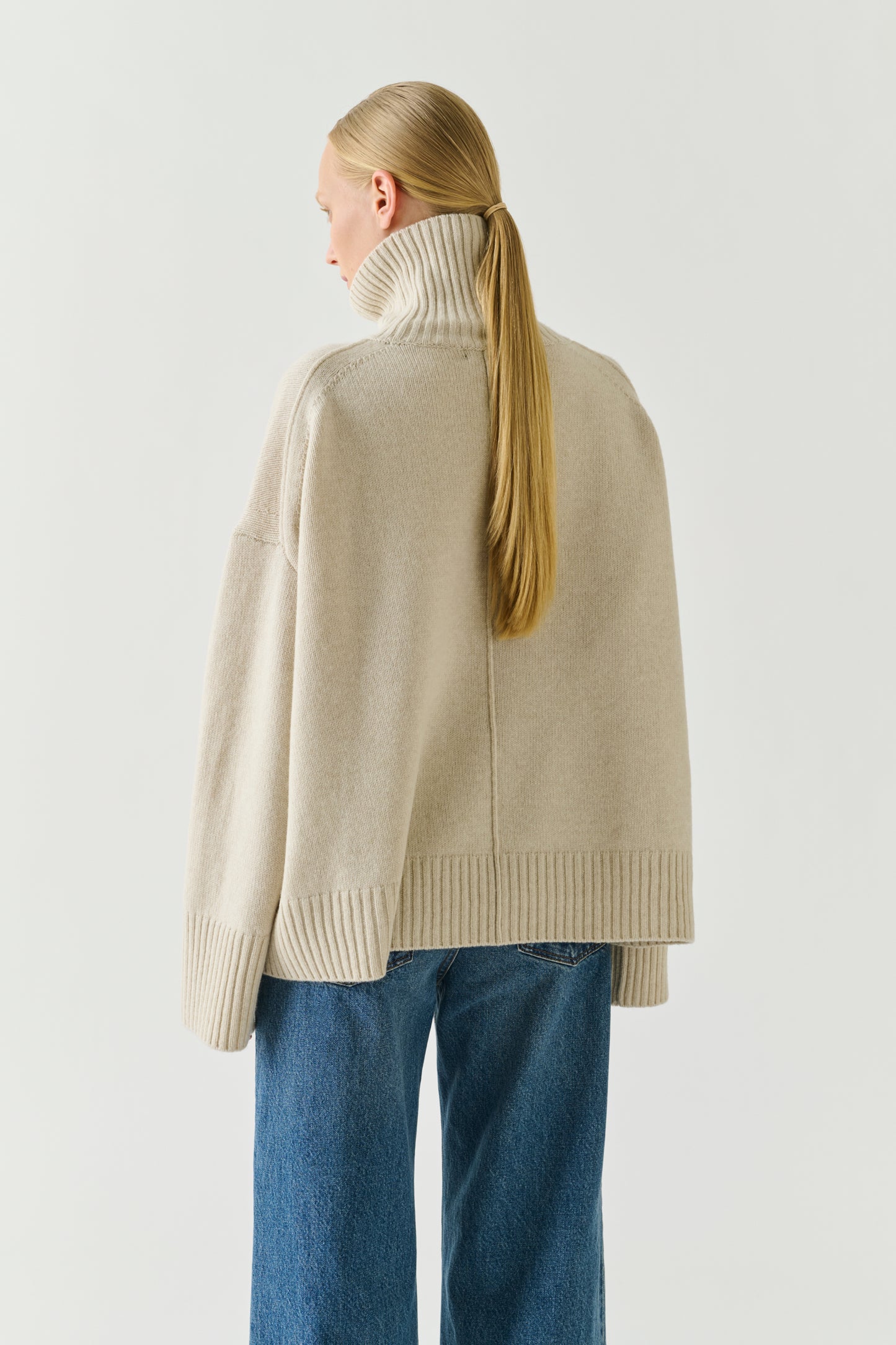 William pullover - Écru Marl Merino Wool High collar - Soeur