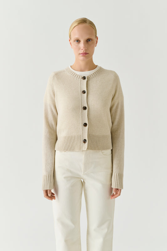 Cardigan Virginia – Écru Chiné – Merinowolle – Damen