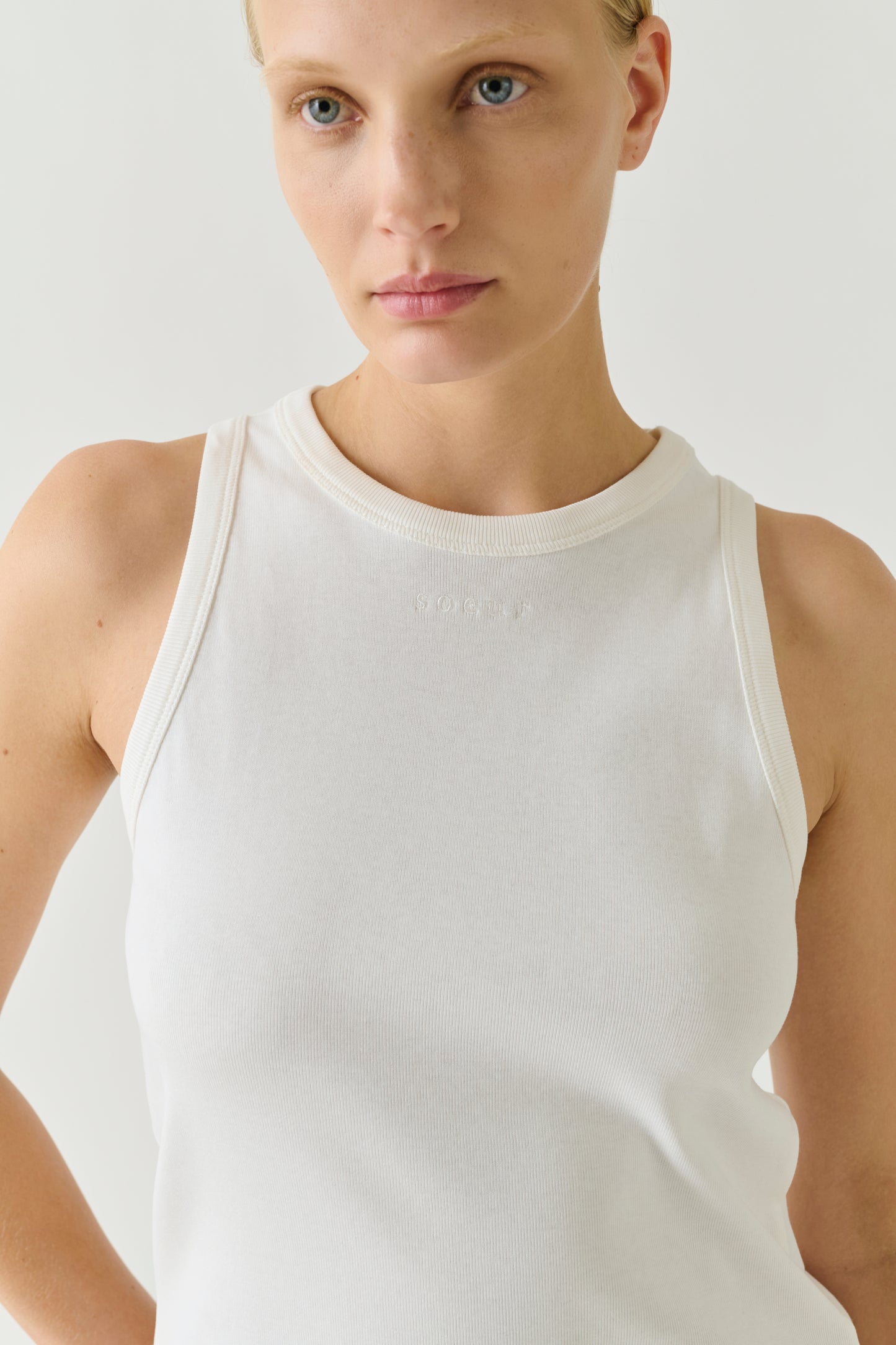 Débardeur Dolly - Blanc Coton Côtes Fines Femme - Soeur